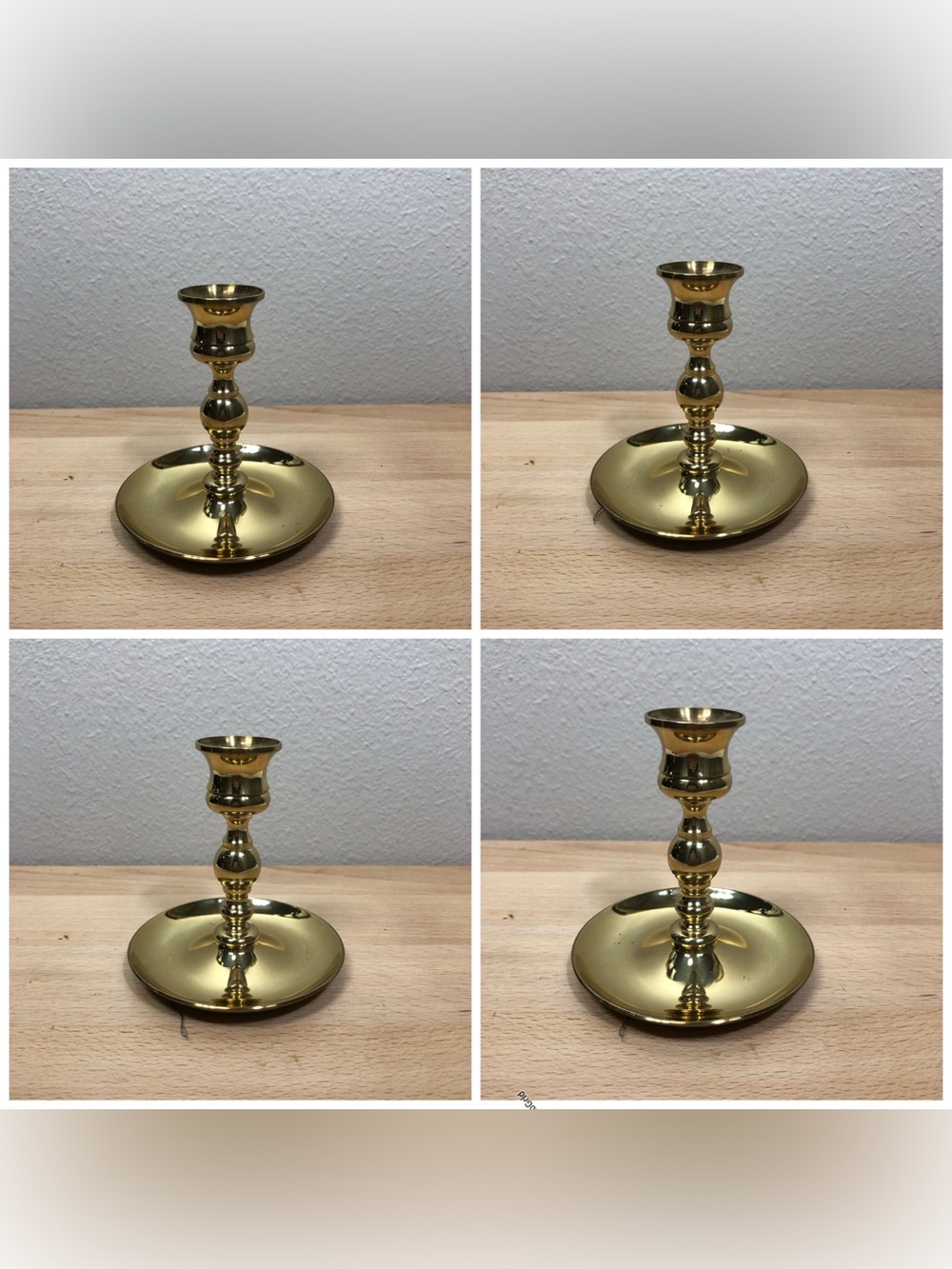 Vintage 2 Brass Baldwin Elegant Gold Console‎ Saucer base Candlestick Holder - Picture 7 of 11